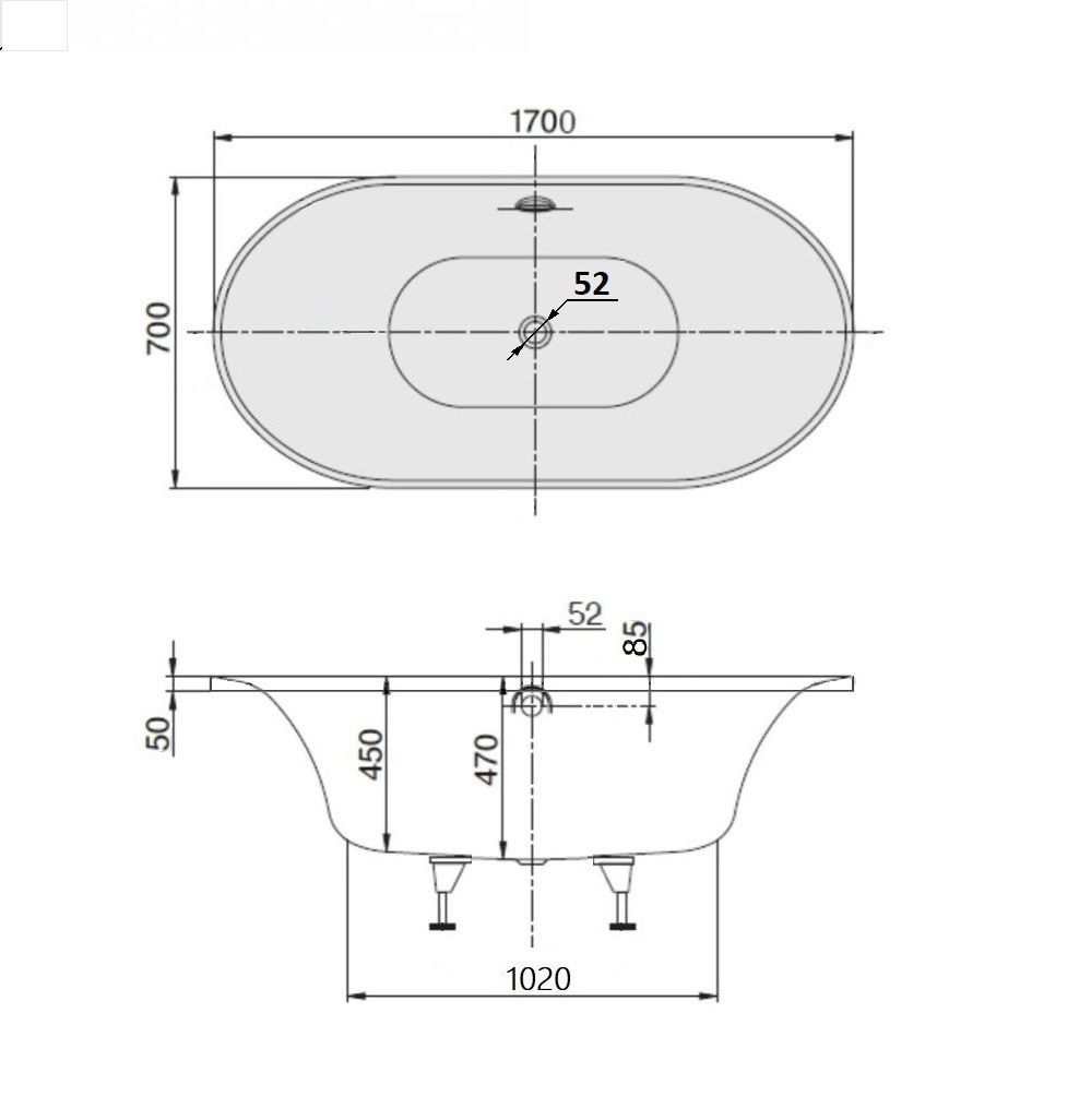 Ванна из искусственного камня Sanola Alice 170х70 см