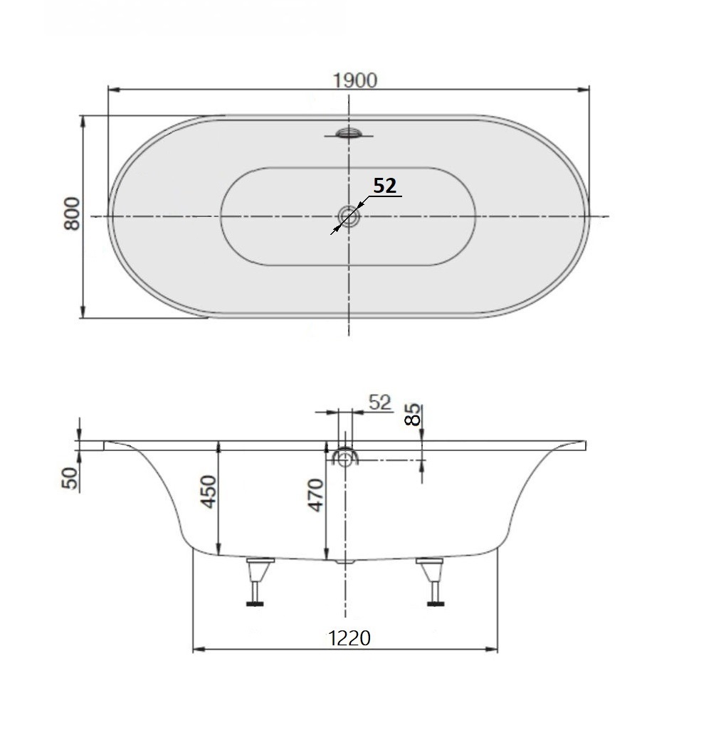 Ванна из искусственного камня Sanola Alice 190х80 см