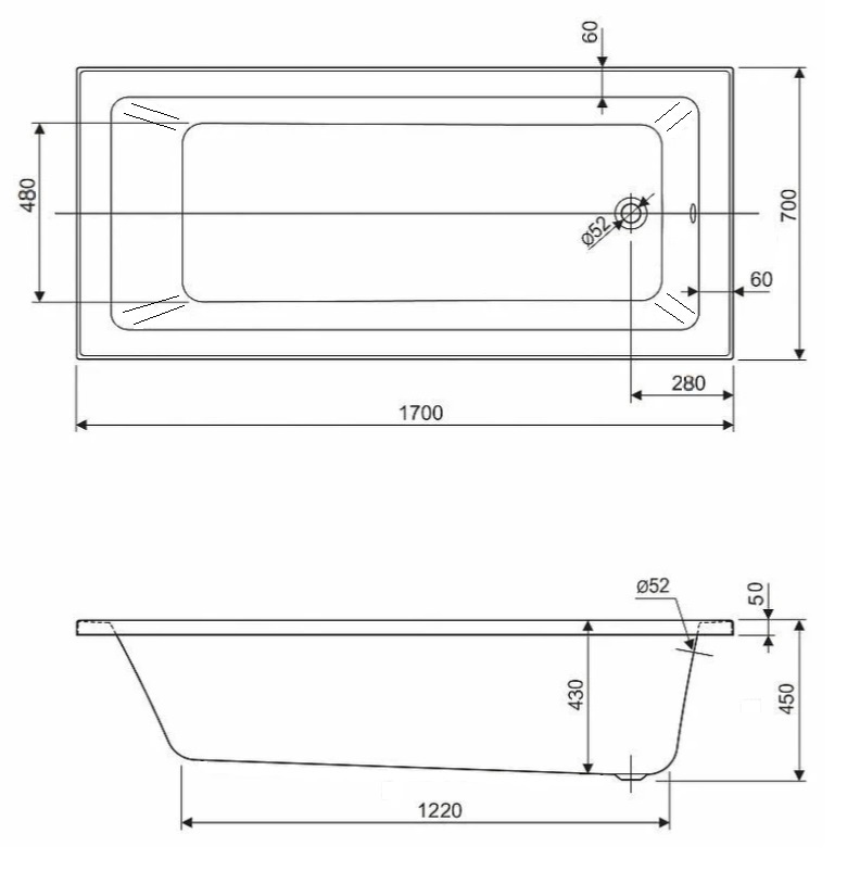 Ванна из искусственного камня Sanola Carpe 170х70 см