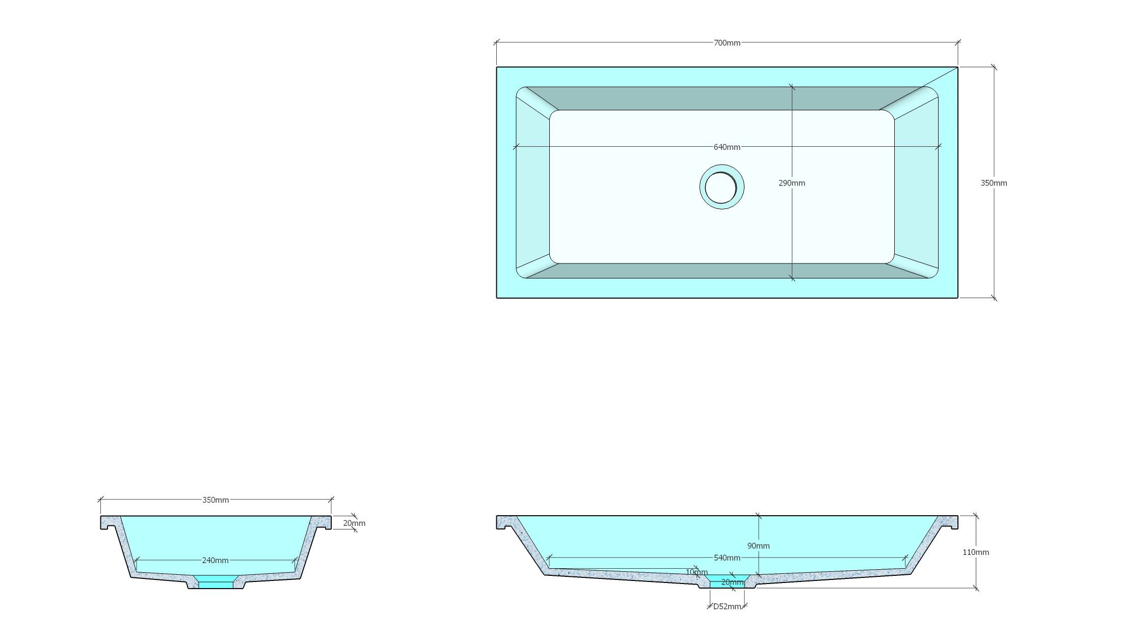 Раковина из искусственного камня Sanola Lux 70