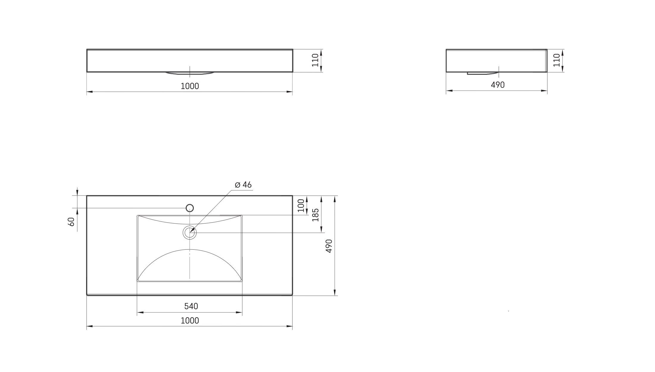 Раковина из искусственного камня Sanola Aqua 100
