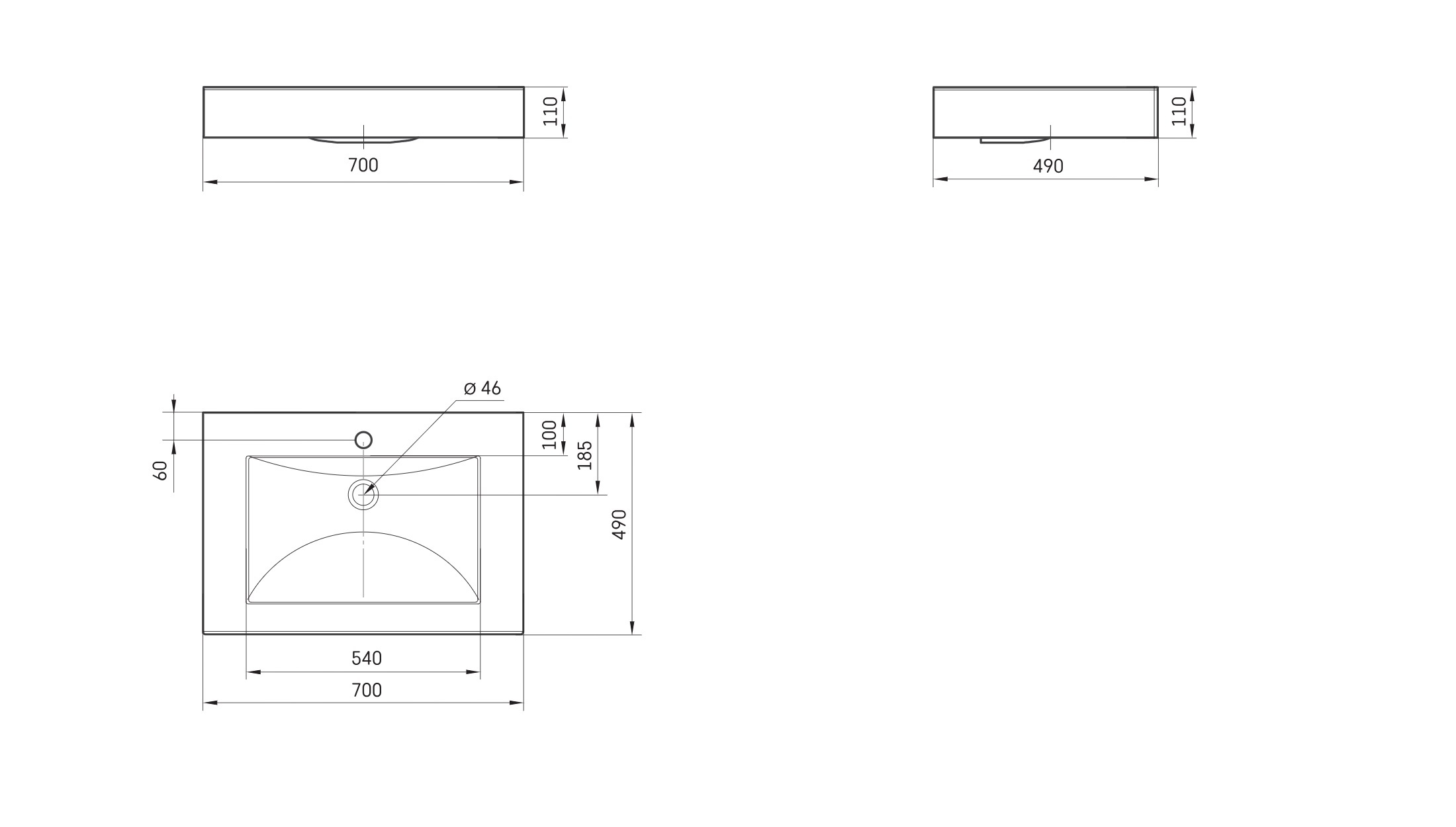 Раковина из искусственного камня Sanola Aqua 70