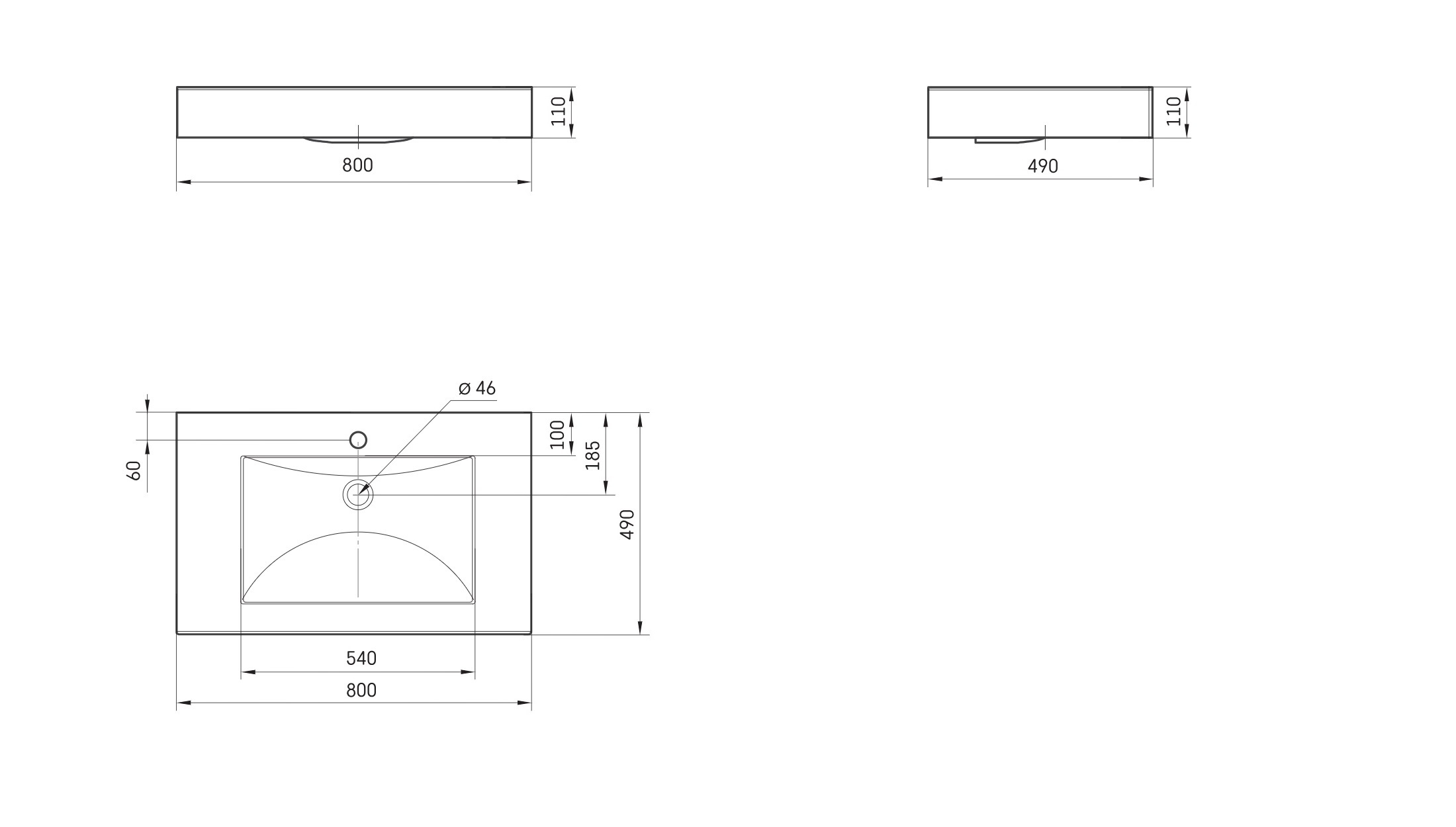 Раковина из искусственного камня Sanola Aqua 80