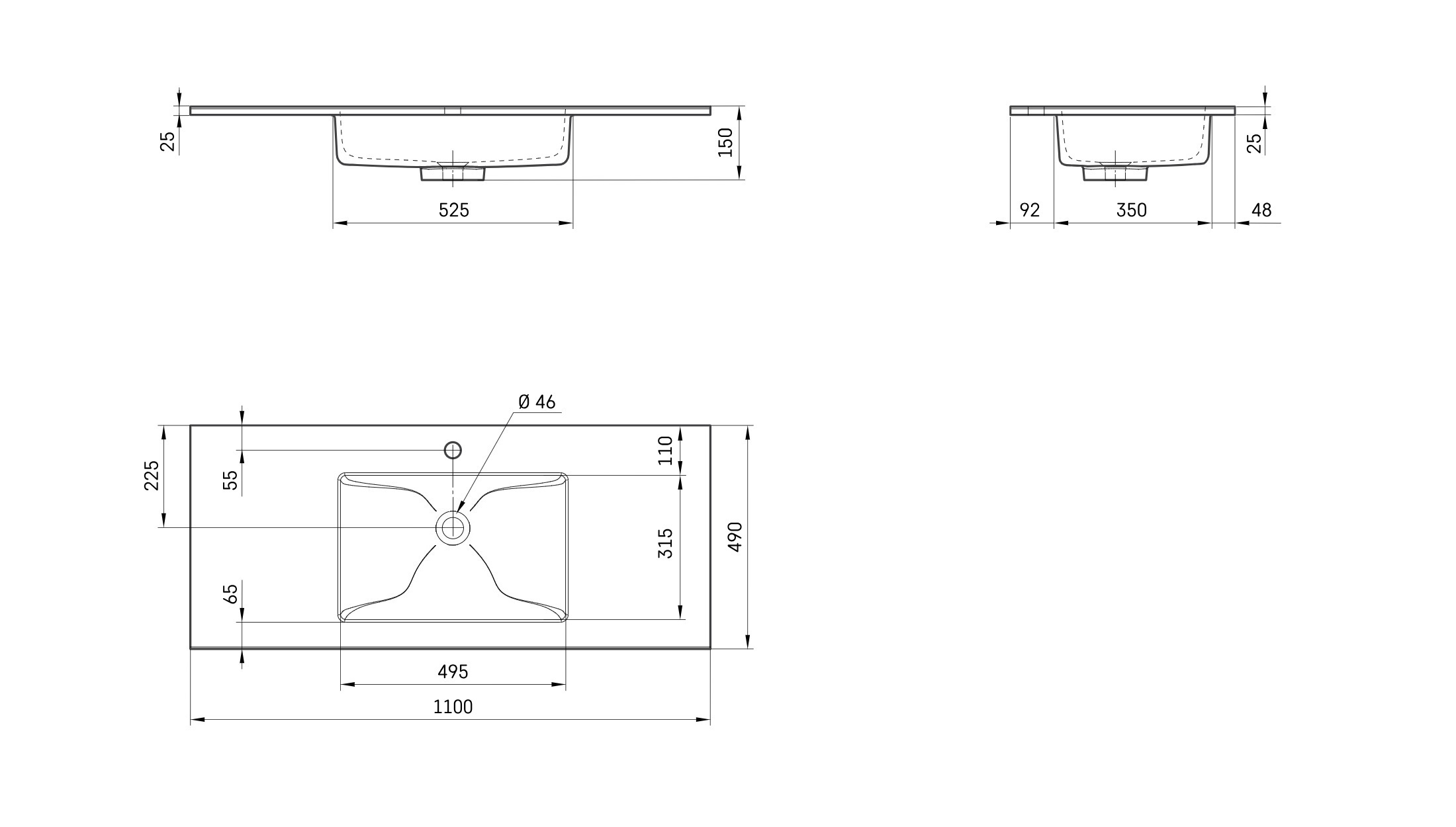 Раковина из искусственного камня Sanola Mare 110