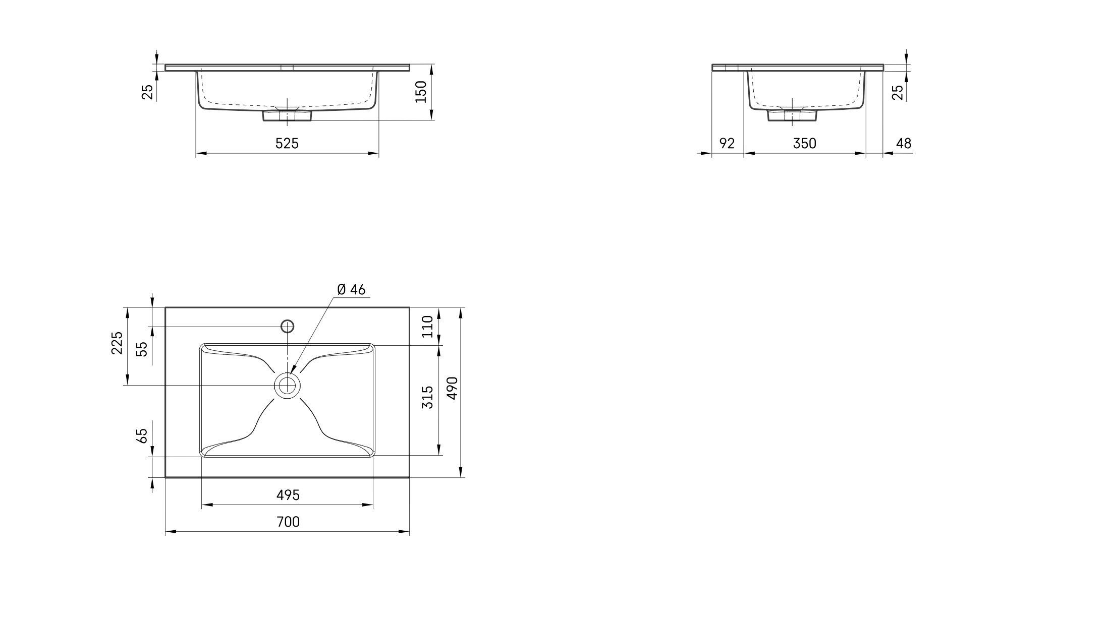 Раковина из искусственного камня Sanola Mare 70