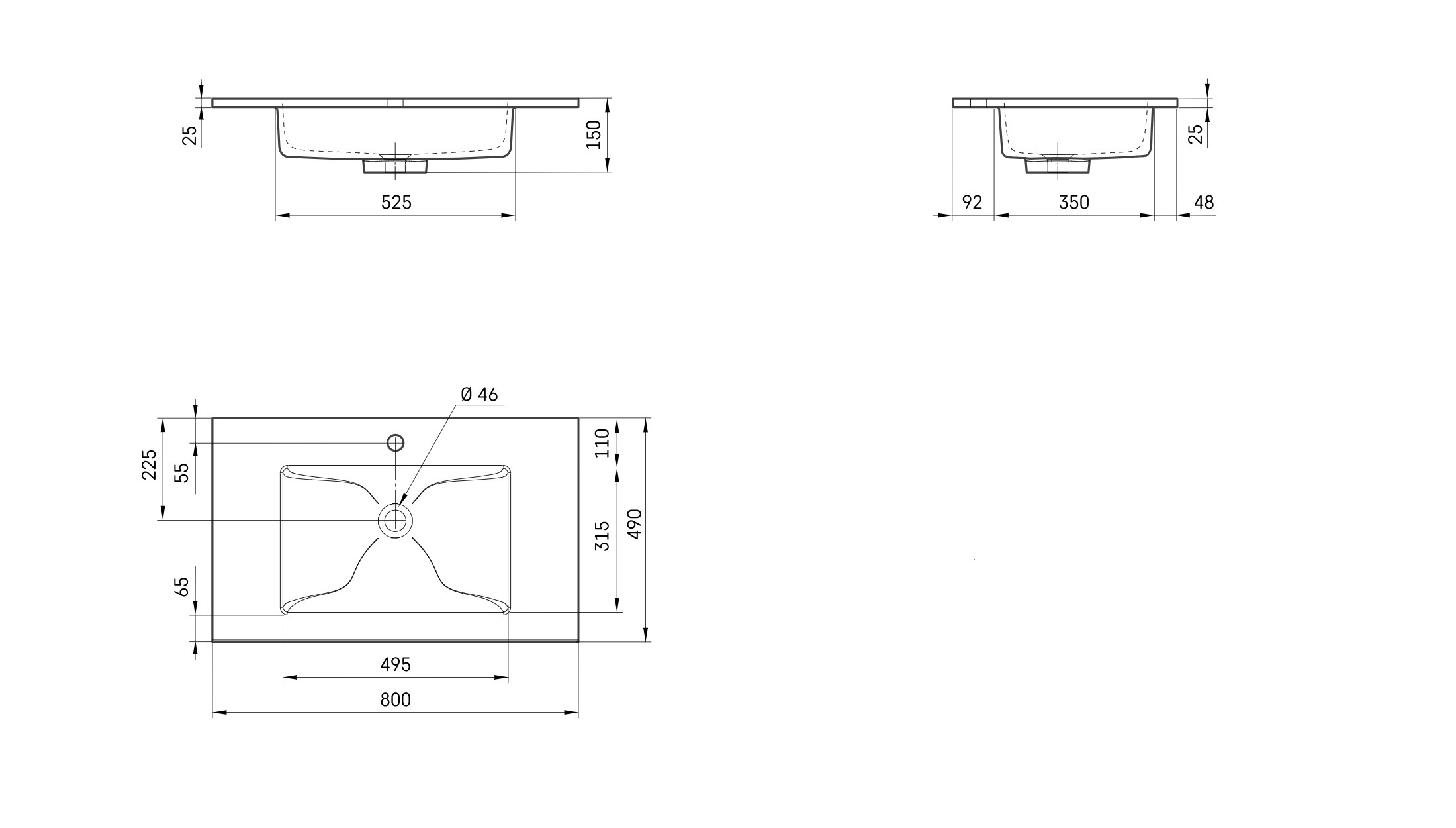 Раковина из искусственного камня Sanola Mare 80