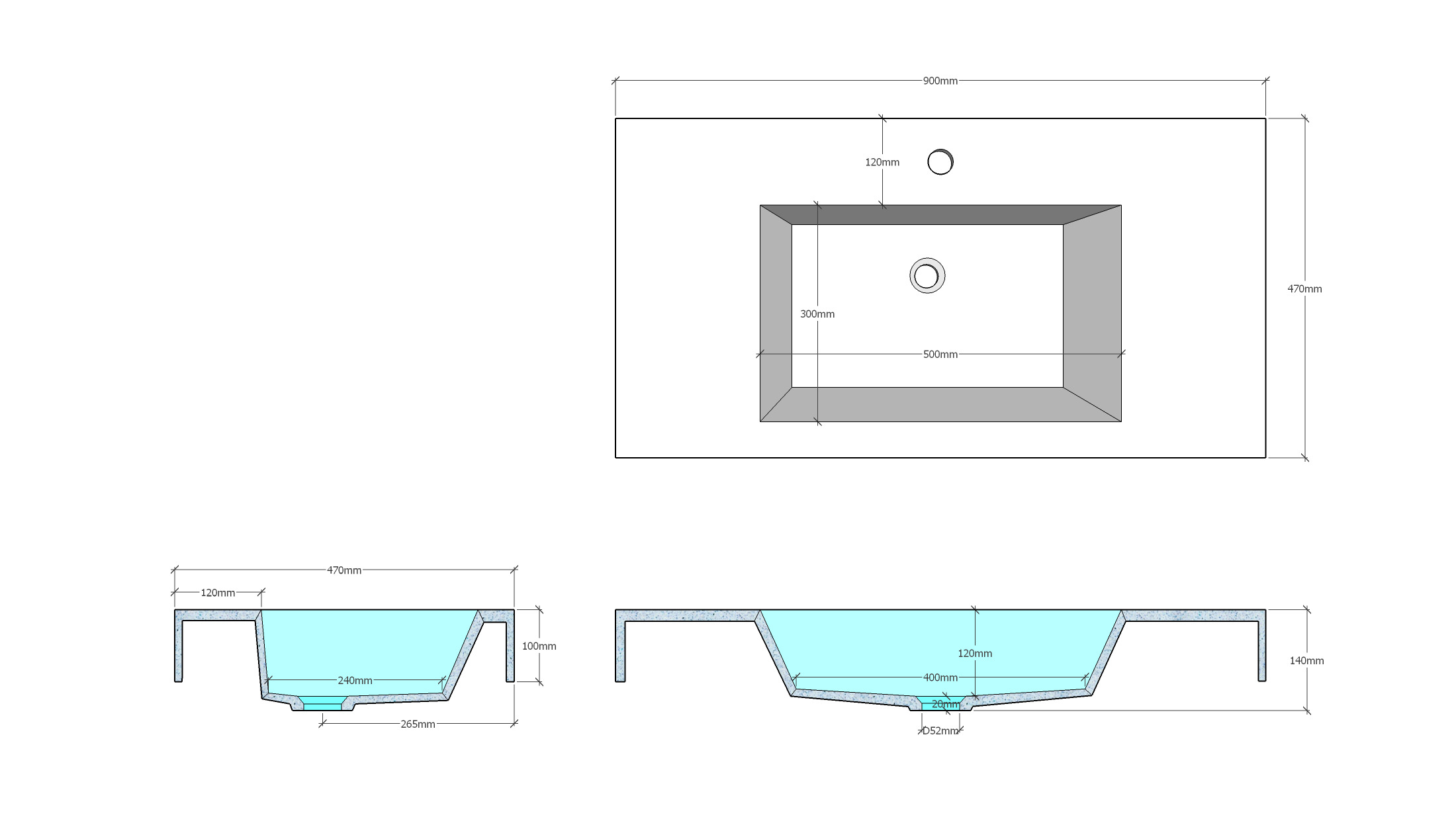 Раковина из искусственного камня Sanola Aurora 90