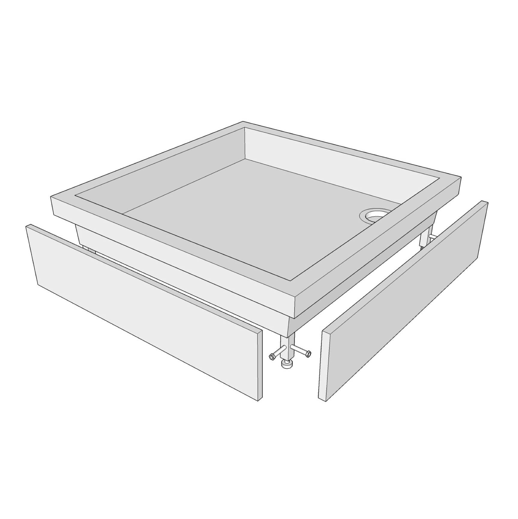 Экран для высокого прямоугольного поддона - 2 стороны