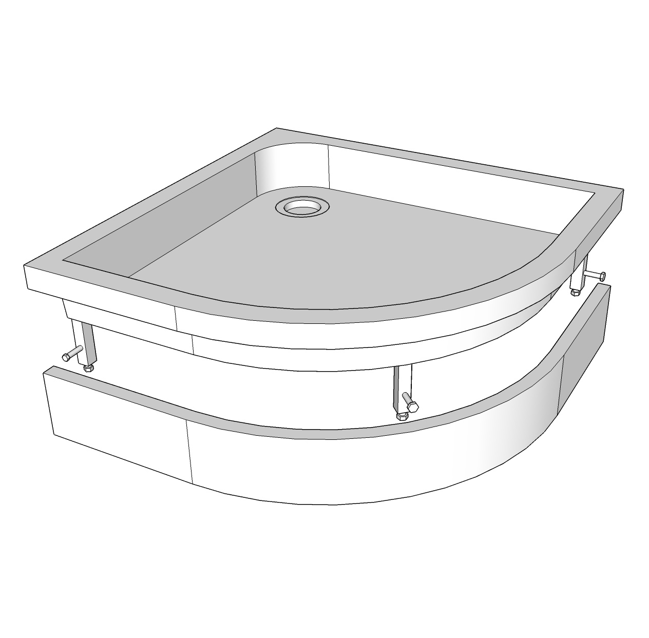 Экран для скругленных высоких поддонов